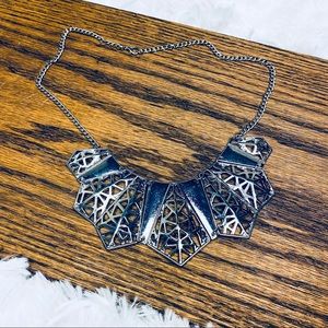 Stainless Steel Statement Necklace | Silver Toned